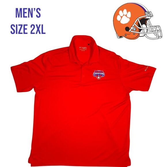 Clemson Tigers Football National Champs Polo Shirt Men 2XL‎ Orange Columbia Golf - Picture 1 of 6